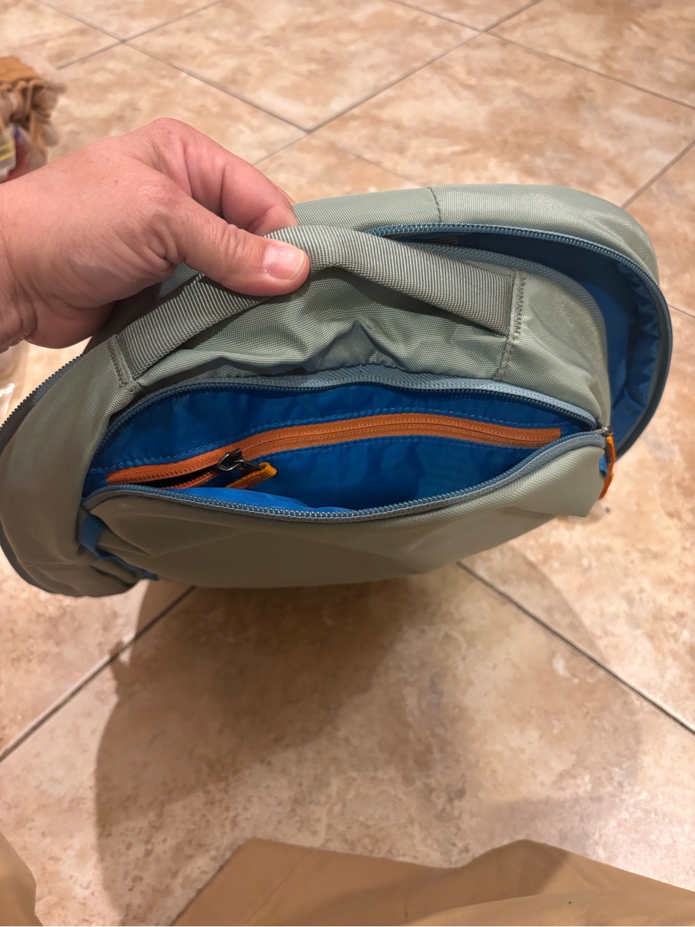 cotopaxi sage green backpack with blue trim - Picture 5 of 6